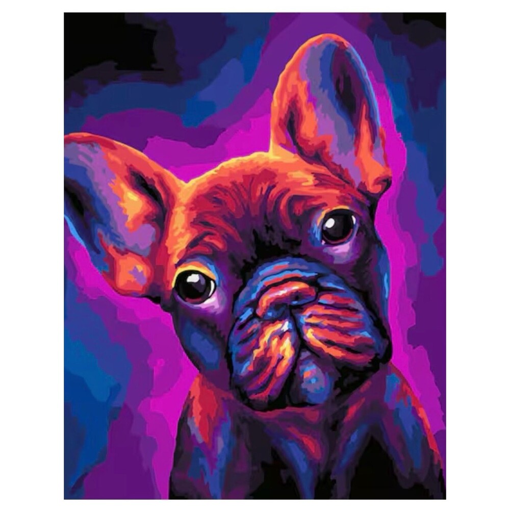 16" x 20" Frenchie Paint-by-Number Kit with Wood Display Hanger- NWT